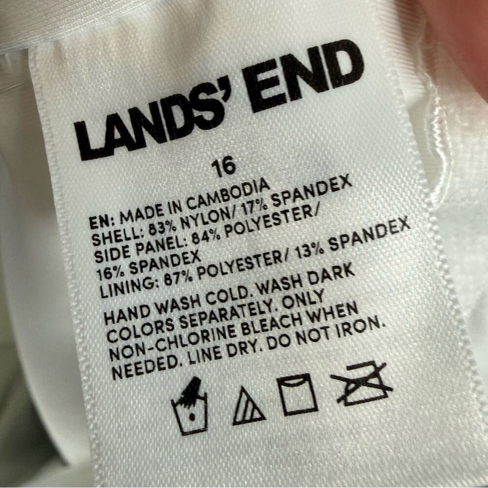 NEW Lands' End Square Neck High Leg Olive Green and White One Piece Swimsuit 16 - Picture 6 of 13